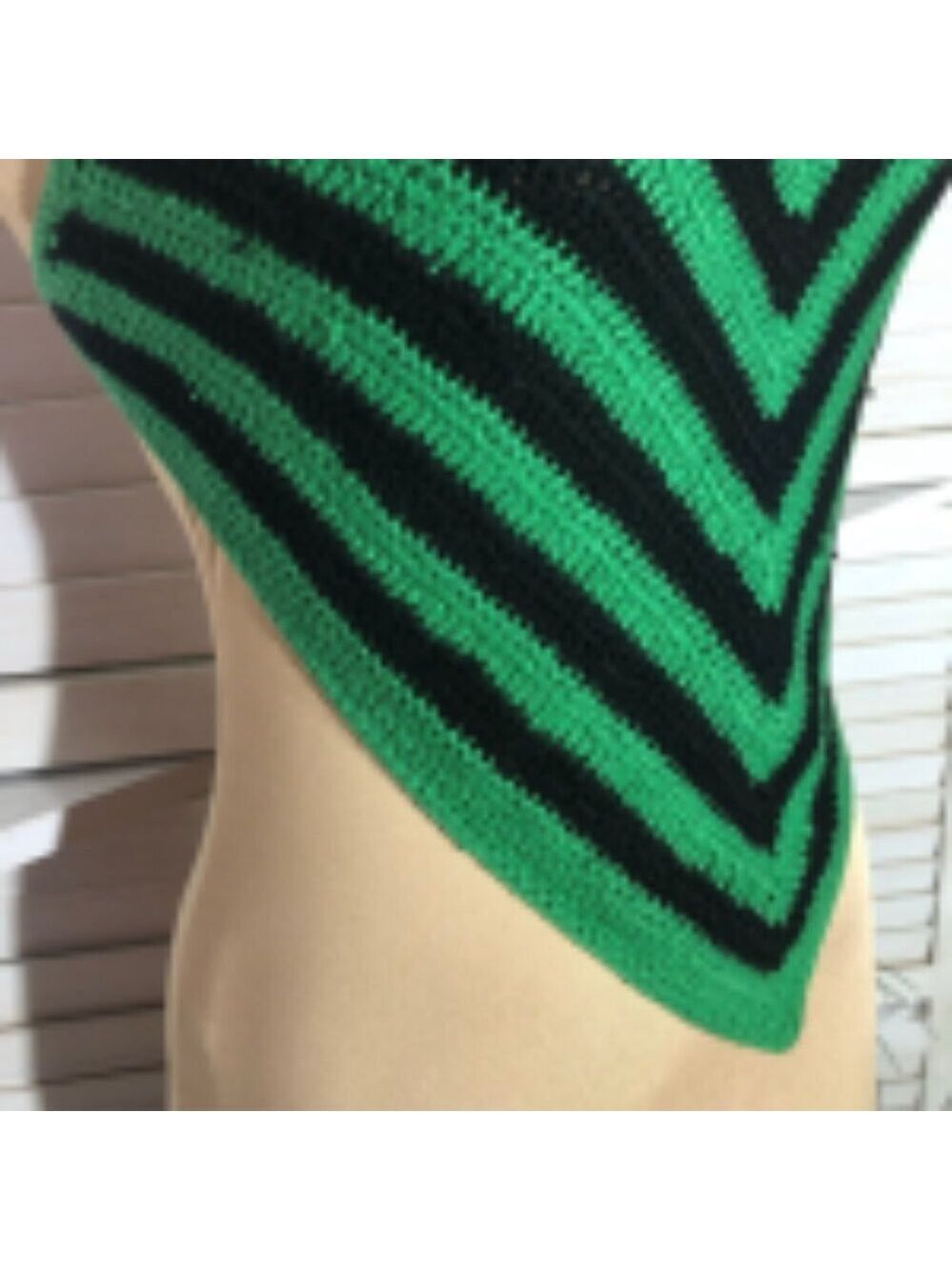 Y2K retro Knit Halter Top Crochet Striped fishermen whimsi fairy boho festival M - Picture 9 of 10